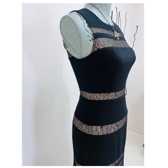 BCBG Long Black/Nude Dress Gown - Picture 6 of 11